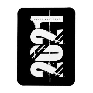 Magnet Flexible Nouvelle année 2021 Noir et Blanc Simple