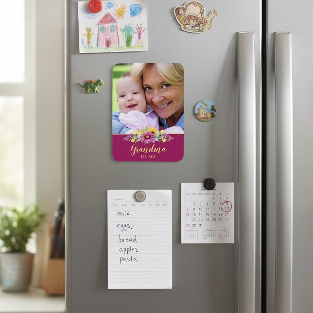 Magnet Flexible Nouvelle Grand-mère jolie photo florale (Créateur téléchargé)