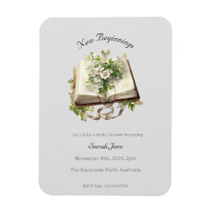 Magnet Flexible Nouvelles Débuts Fête de Mariée Floral Livre Ouver