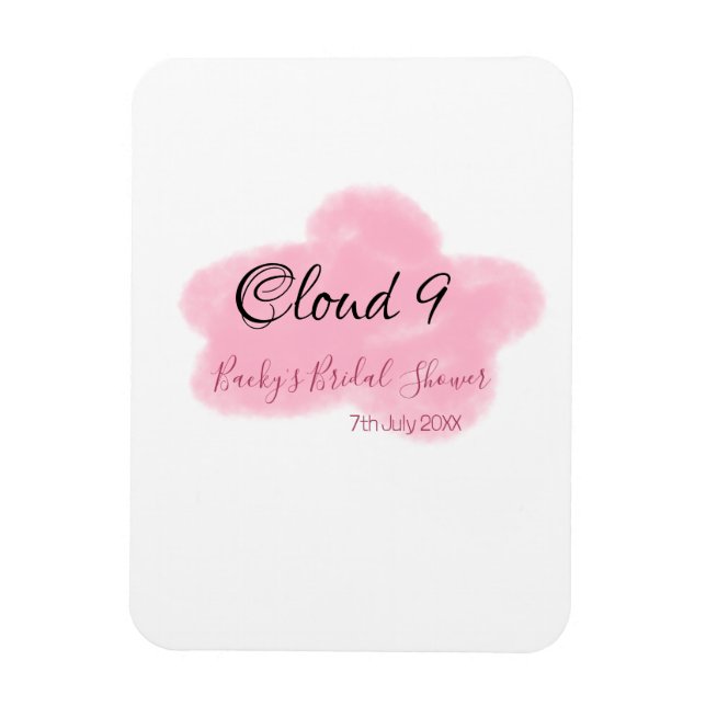 Magnet Flexible Nuage neuf rouge pastel fête de mariage namedate (Vertical)