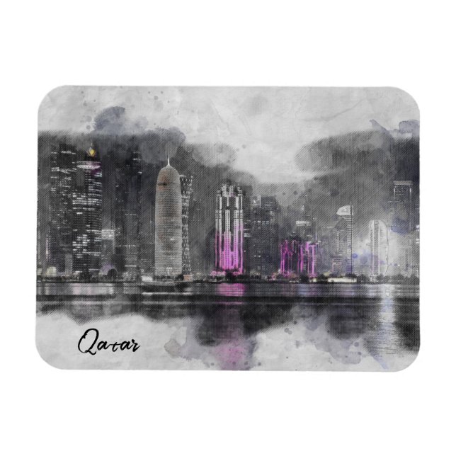 Magnet Flexible Nuit aquarelle Qatar (Horizontal)