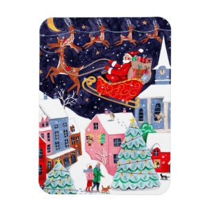 Magnet Flexible Nuit avant Noël Village Carte de vacances
