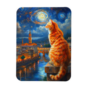 Magnet Flexible Nuit étoilée sur Florence Art du chat roux