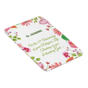 Magnet Flexible Nun Religieux 15e Anniversaire Fleurs aquarelles