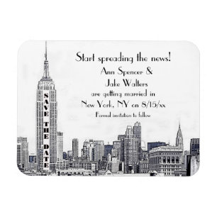 Magnet Flexible NYC Skyline Etched 01 Enregistrer la date