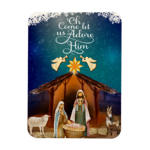 Magnet Flexible « Ô venez, adorons-Le » Nativité Noël