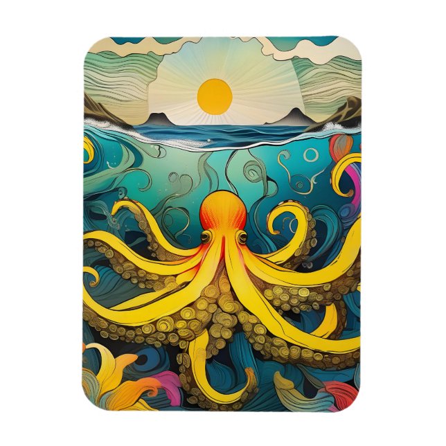Magnet Flexible Octopus jaune (Vertical)
