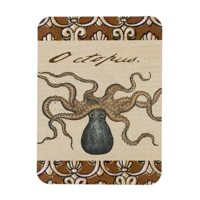 Magnet Flexible Octopus Kraken Illustration Vintage (Vertical)