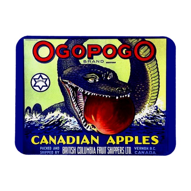 Magnet Flexible Ogopogo étiquette de caisses de fruits canadiens d (Horizontal)
