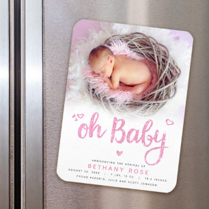 Magnet Flexible Oh Baby Sweet Chic Moderne Rose Girl Photo