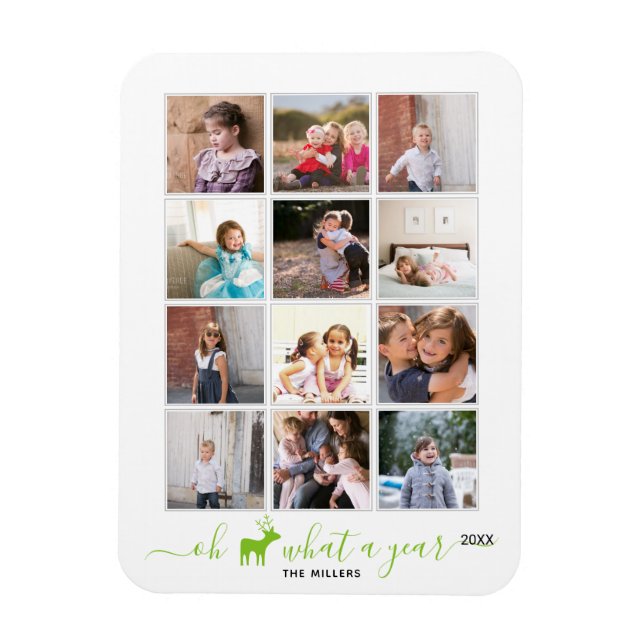 Magnet Flexible Oh cerf ce qu'un an dans avis photo collage vert (Vertical)