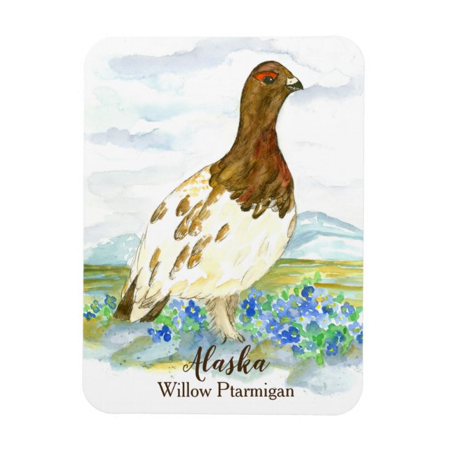 Magnet Flexible Oiseau d'aquarelle du Ptarmigan de la toundra de l (Vertical)