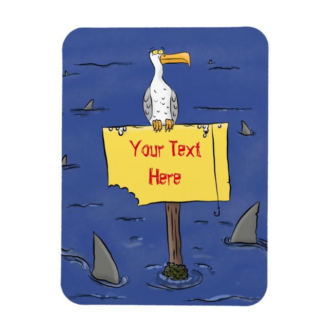 Magnet Flexible Oiseau de mer amusant entouré de dessins animés de (Vertical)