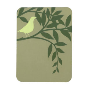 Magnet Flexible Oiseau vert été perché sur la branche verte
