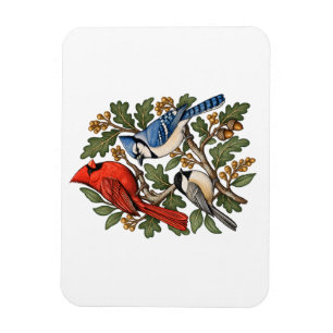 Magnet Flexible Oiseaux chanteurs de jardin avec feuilles de chêne