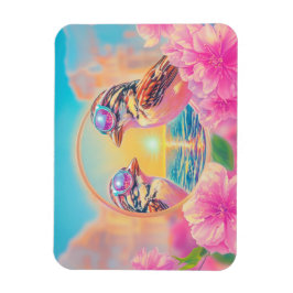 Magnet Flexible Oiseaux cool avec lunettes de soleil au coucher du