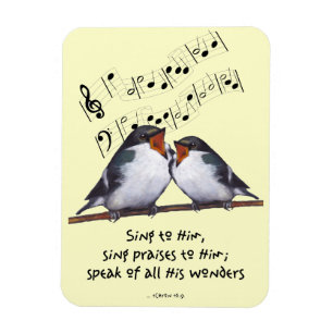 Magnet Flexible Oiseaux ; Vers de bible : Chantez l'éloge aux