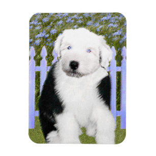 Magnet Flexible Old English Sheepdog Puppy Painting - Dog Art