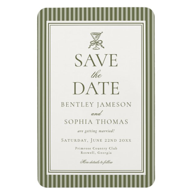Magnet Flexible Olive Martini Tini Bit Closer Save the Date (Vertical)