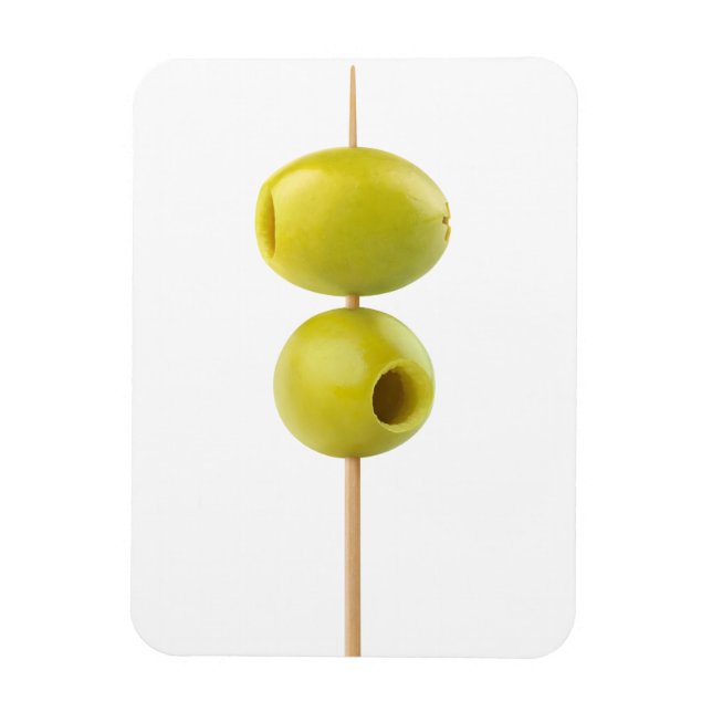 Magnet Flexible Olives vertes laquées sur une brochette (Vertical)