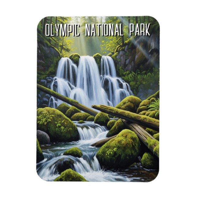Magnet Flexible Olympic national park hoh rainforest waterfall (Vertical)