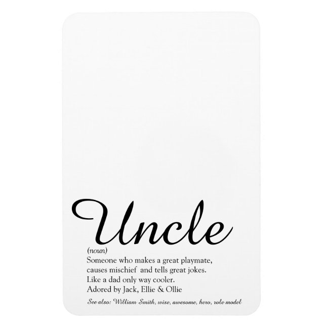Magnet Flexible Oncle le plus froid jamais, Script de définition d (Vertical)