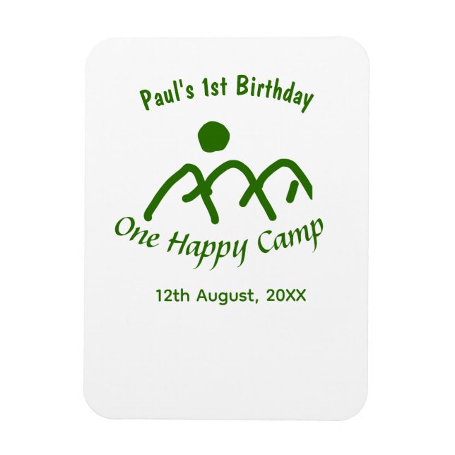Magnet Flexible One happy camp green mountain sun 1st birthday  (Vertical)
