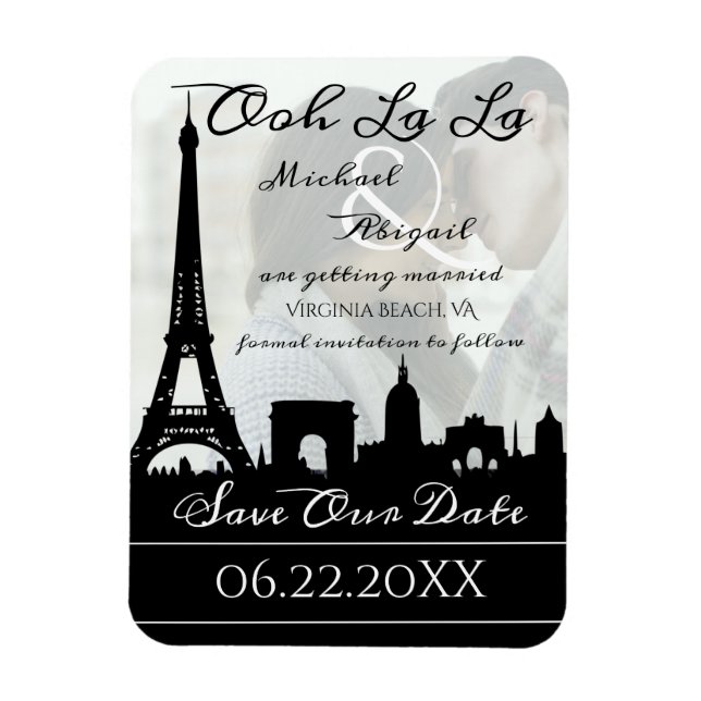 Magnet Flexible Ooh La La Paris Skyline Photo personnalisée Enregi (Vertical)