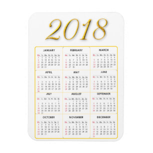 Magnet Flexible Or et aimant de calendrier du blanc 2018