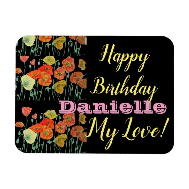 Magnet Flexible Orange Black Poppy Joyeux Aimant Anniversaire Frid (Horizontal)