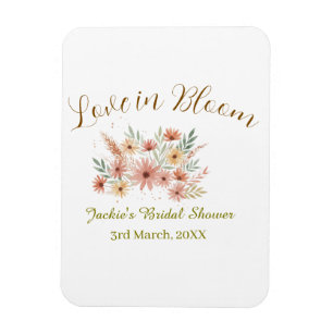 Magnet Flexible Orange boho amour en fleurs nom de la baby shower