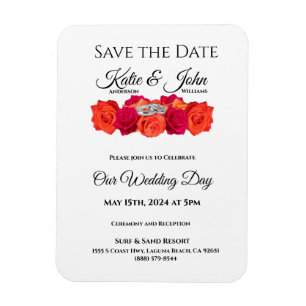 Magnet Flexible Orange et rose-Blossoms-Enregistrer la date-