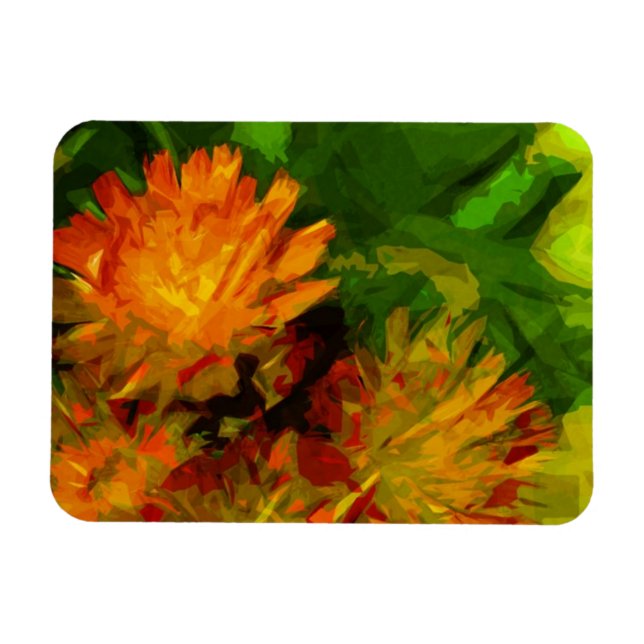 Magnet Flexible Orange Hawkweed Blosse L'Impressionnisme Abstrait (Horizontal)