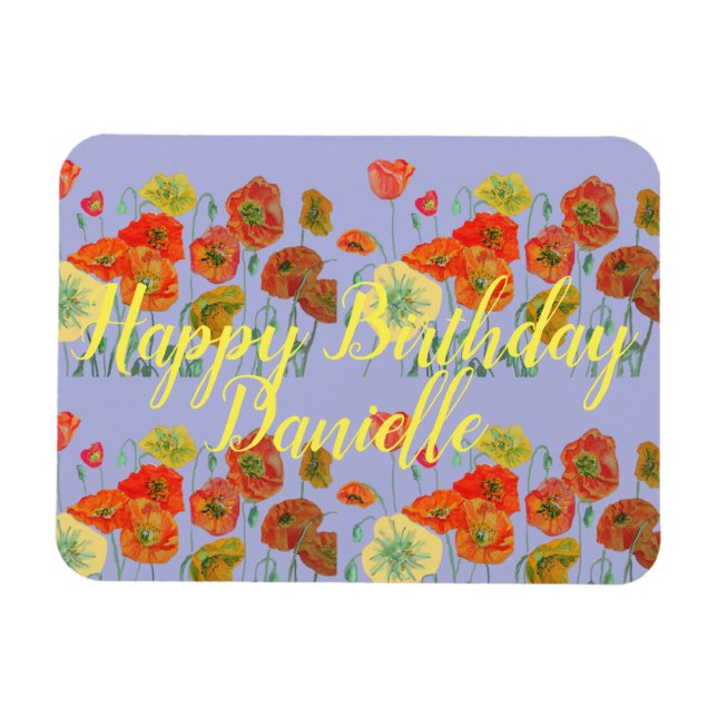 Magnet Flexible Orange Red Poppy violet joyeuse Dames d'anniversai (Horizontal)