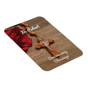 Magnet Flexible Ordination du prêtre Anniversaire Rose rouge et Ro