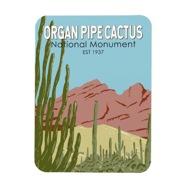 Magnet Flexible Organ Pipe Cactus National Monument Arizona Retro (Vertical)
