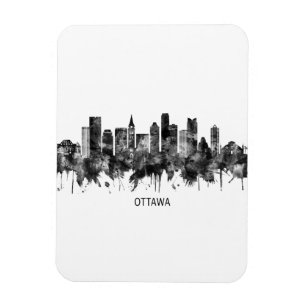 Magnet Flexible Ottawa Canada Skyline BW