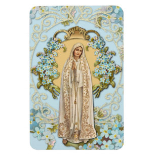 Magnet Flexible Our Lady of Fatima Blue Floral Religious 