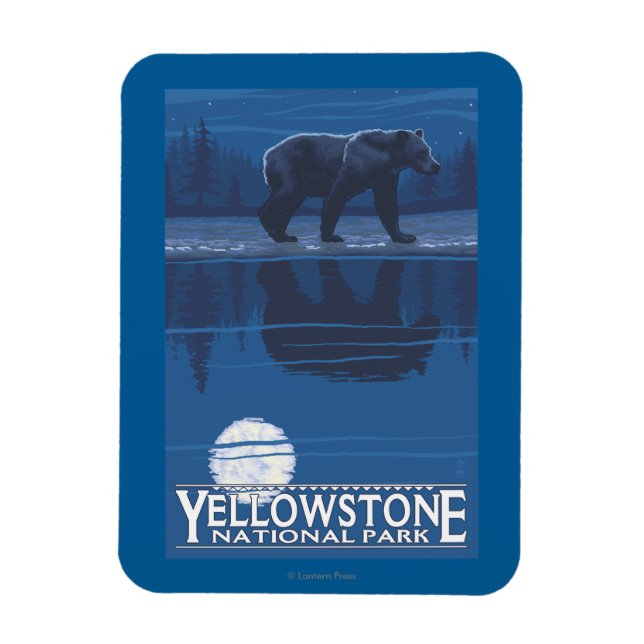 Magnet Flexible Ours au clair de lune - Parc national de Yellowsto (Vertical)