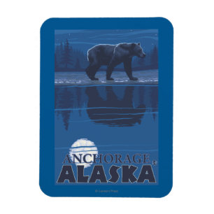 Magnet Flexible Ours dans le clair de lune - Anchorage, Alaska