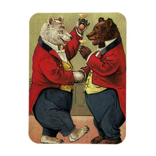 Magnet Flexible Ours dansants victoriens vintage heureux et gais