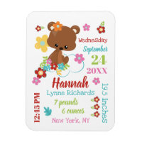Ours mignon & Fleurs Bébé Fille Enregistrement de
