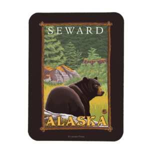 Magnet Flexible Ours noir dans la forêt - Seward, Alaska