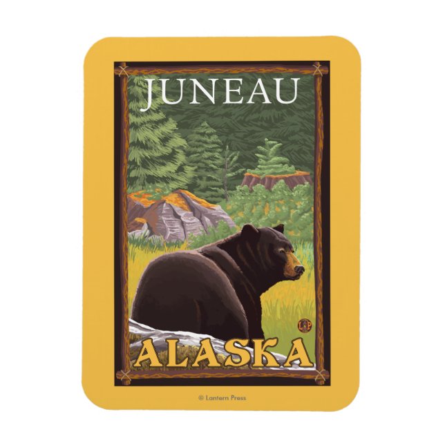 Magnet Flexible Ours noir en forêt - Juneau, Alaska (Vertical)