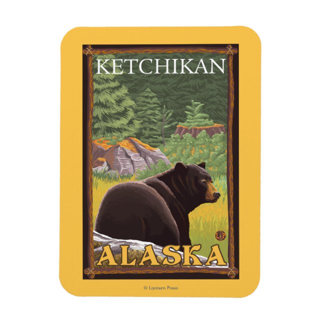 Magnet Flexible Ours noir en forêt - Ketchikan, Alaska (Vertical)