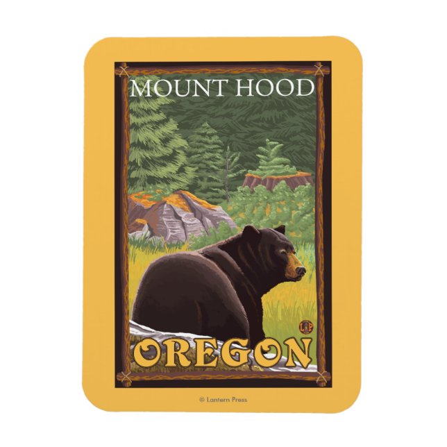 Magnet Flexible Ours noir en forêt - Mont Hood, Oregon (Vertical)
