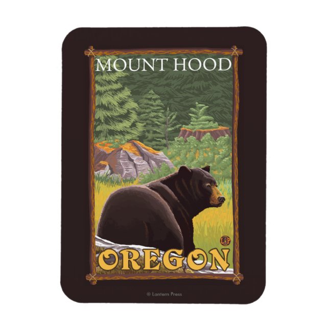 Magnet Flexible Ours noir en forêt - Mont Hood, Oregon (Vertical)