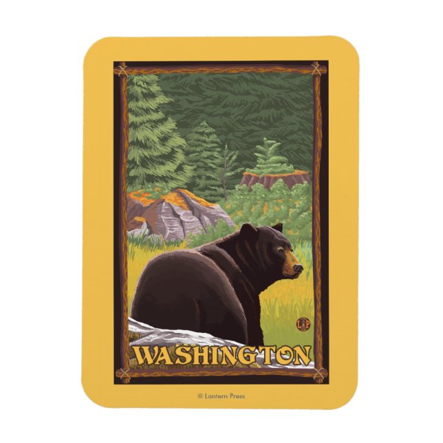 Magnet Flexible Ours noir en forêt - Washington (Vertical)
