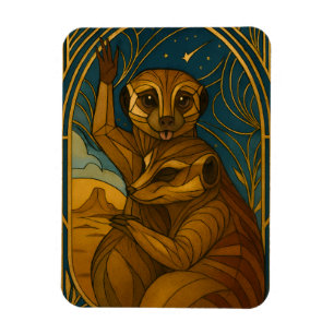 Magnet Flexible Paire Meerkat Stylisée Sous Ciel Étoilé