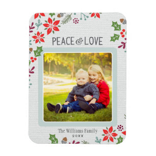 Magnet Flexible Paix et Amour Poinsettia Fleur Lin Photo
